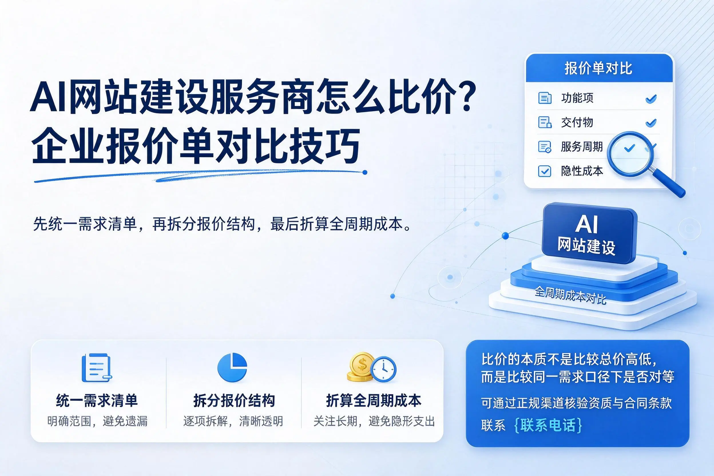 AI网站建设服务商怎么比价？邢台企业报价单对比技巧
