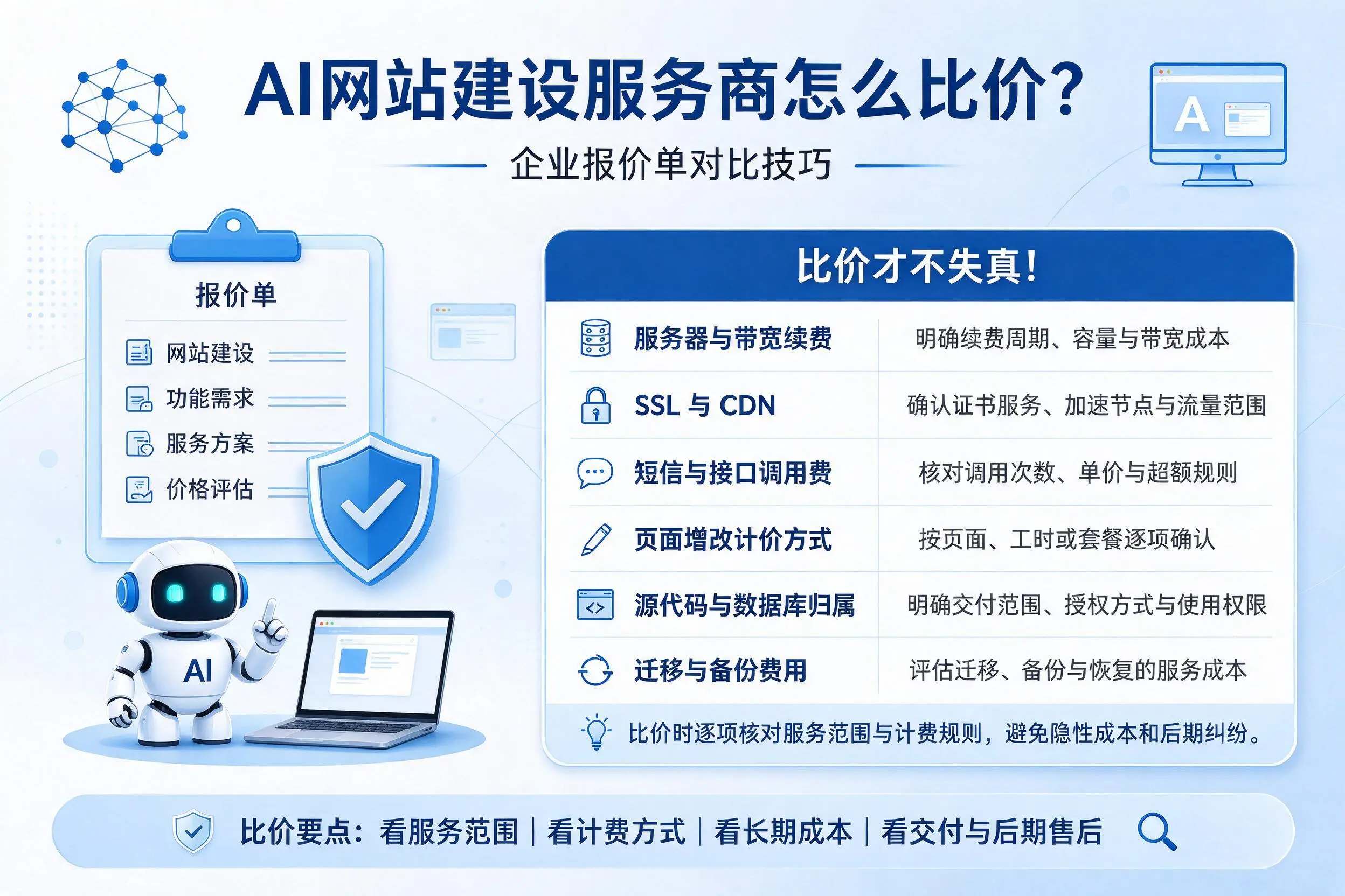 AI网站建设服务商怎么比价？邢台企业报价单对比技巧