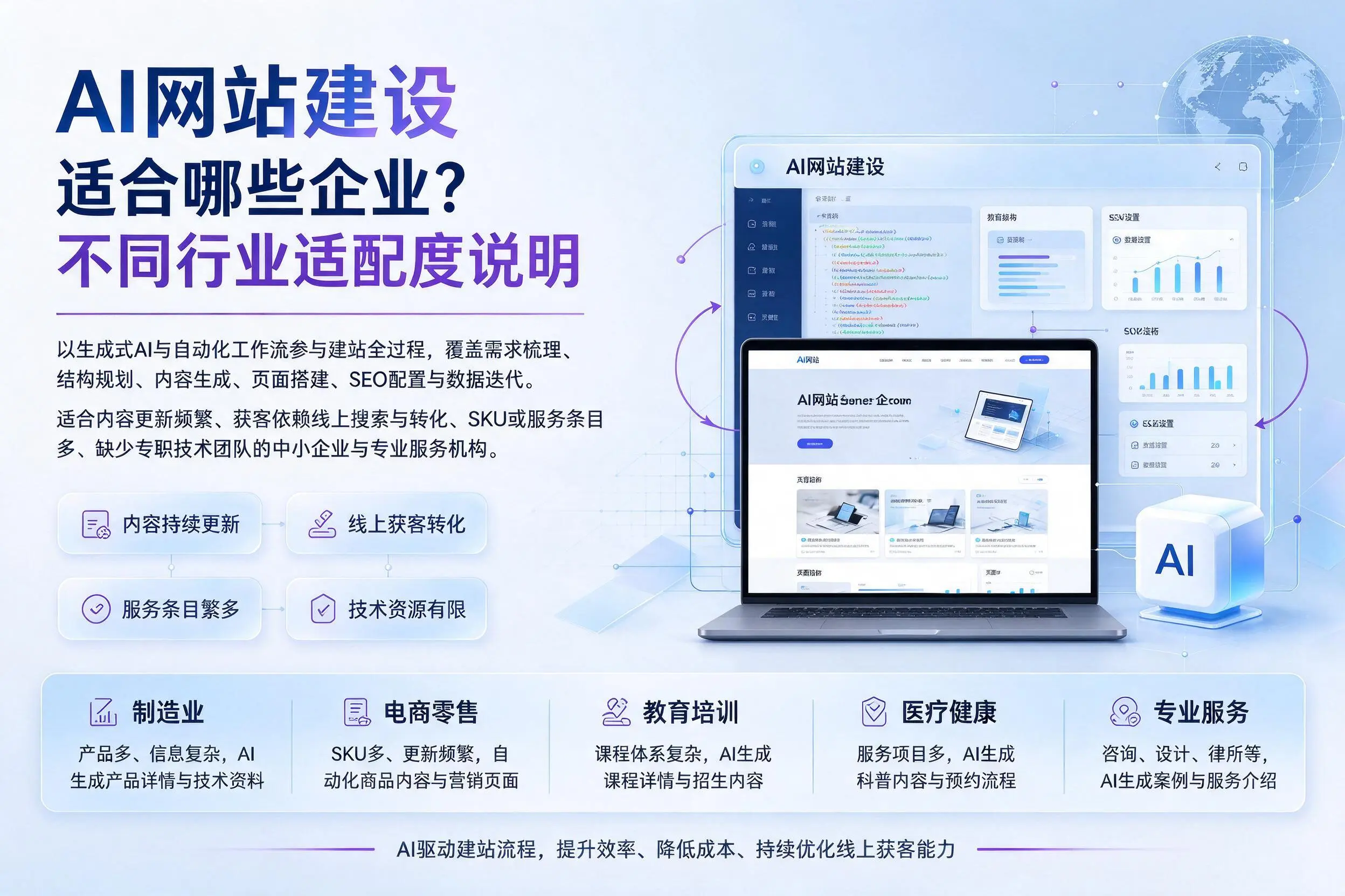 AI网站建设适合哪些企业?邢台不同行业适配度说明
